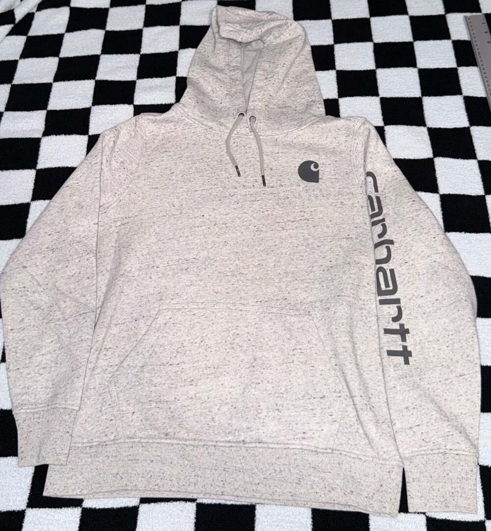Carhartt Women's Clarksburg Graphic Sleeve Pullover Hoodie Heather Grey
